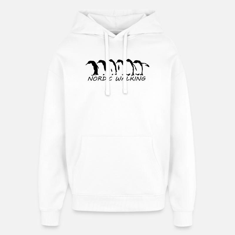 nordic walking manchots - Sweat à capuche unisexe Stanley/Stella Oversized - blanc