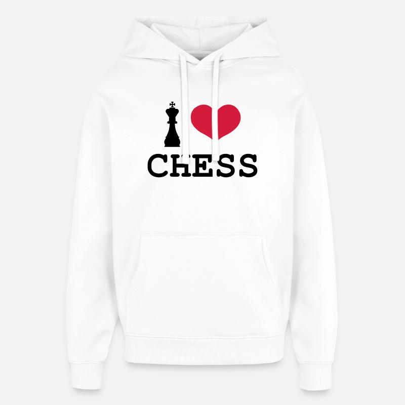I Love Chess - Sweat à capuche unisexe Stanley/Stella Oversized - blanc