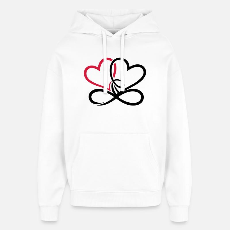 Deux coeurs infini amour infini amour - Sweat à capuche unisexe Stanley/Stella Oversized - blanc