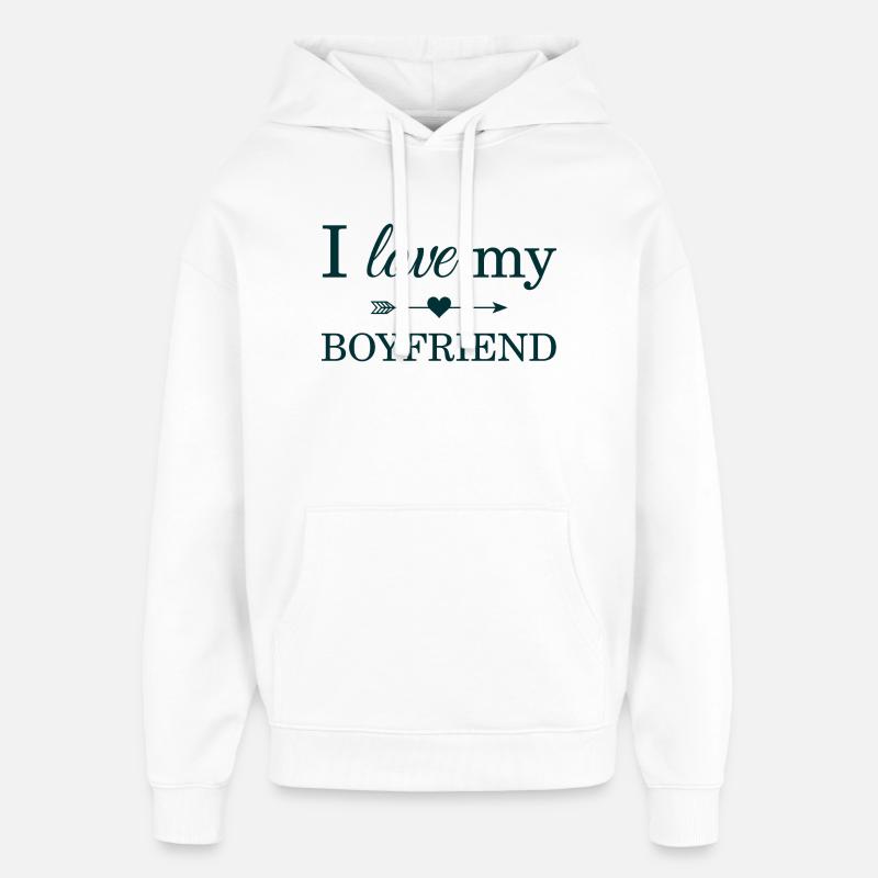 J'aime mon petit ami - Sweat à capuche unisexe Stanley/Stella Oversized - blanc