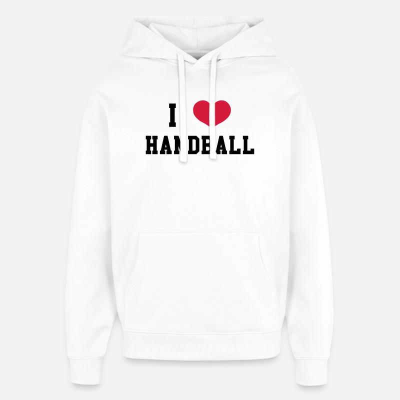 I Love Handball - Sweat à capuche unisexe Stanley/Stella Oversized - blanc