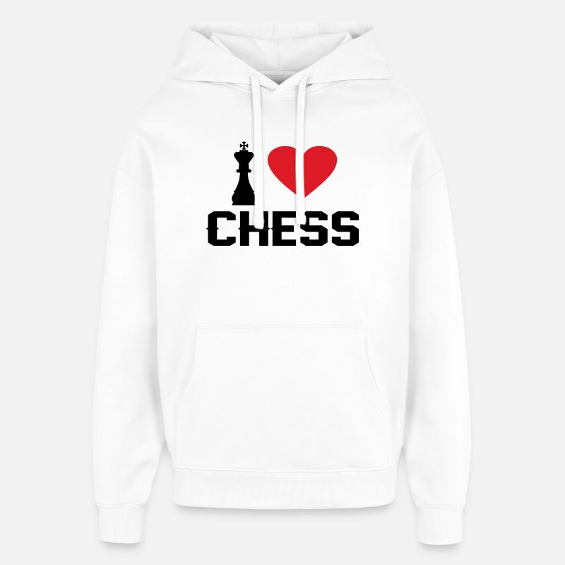 J'aime les échecs - Sweat à capuche unisexe Stanley/Stella Oversized - blanc