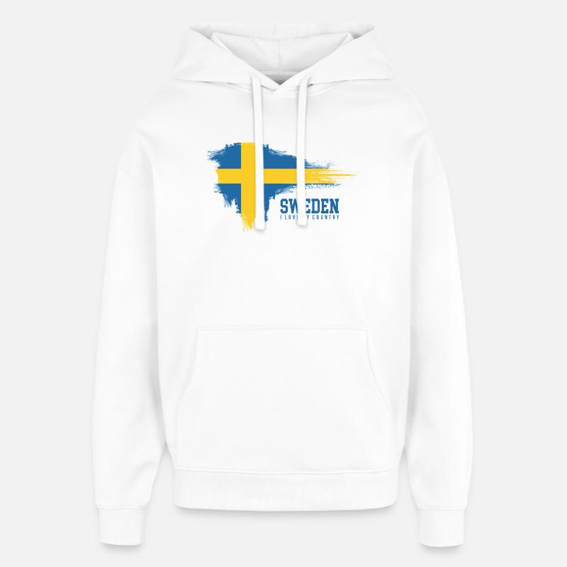 Éclaboussure du drapeau suédois - Sweat à capuche unisexe Stanley/Stella Oversized - blanc