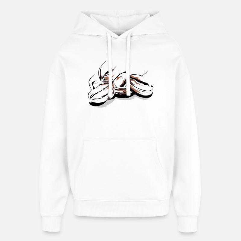 Kaffeebohnen Cafe Illustration Logo Kaffeezeit - Oversized Unisex Hoodie von Stanley/Stella - Weiß