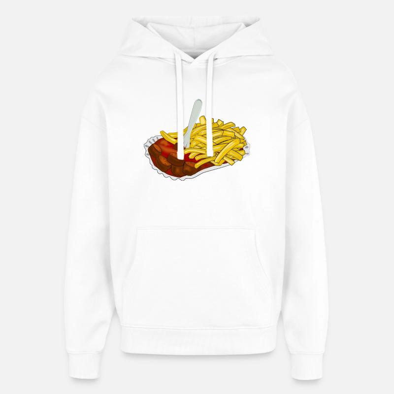 Currywurst avec frites - Sweat à capuche unisexe Stanley/Stella Oversized - blanc