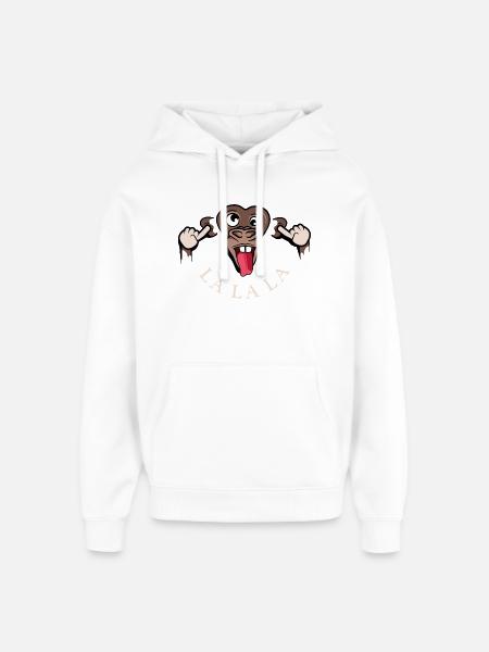 funny monkey lalala symbol illustration tongue - Oversized Unisex Hoodie by Stanley/Stella - white