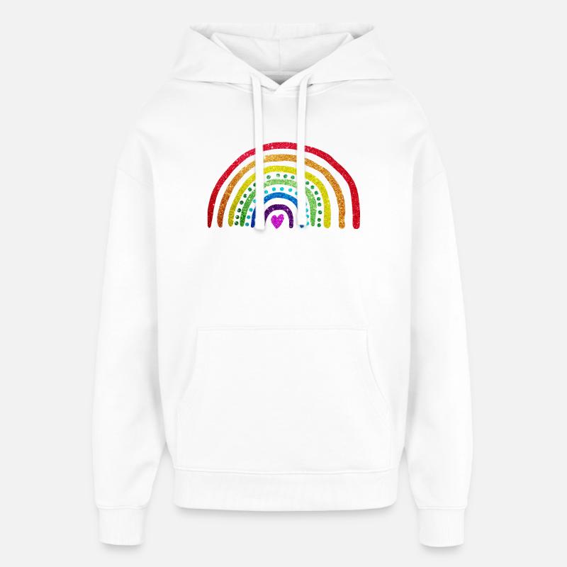 Arc en ciel paillettes - Sweat à capuche unisexe Stanley/Stella Oversized - blanc