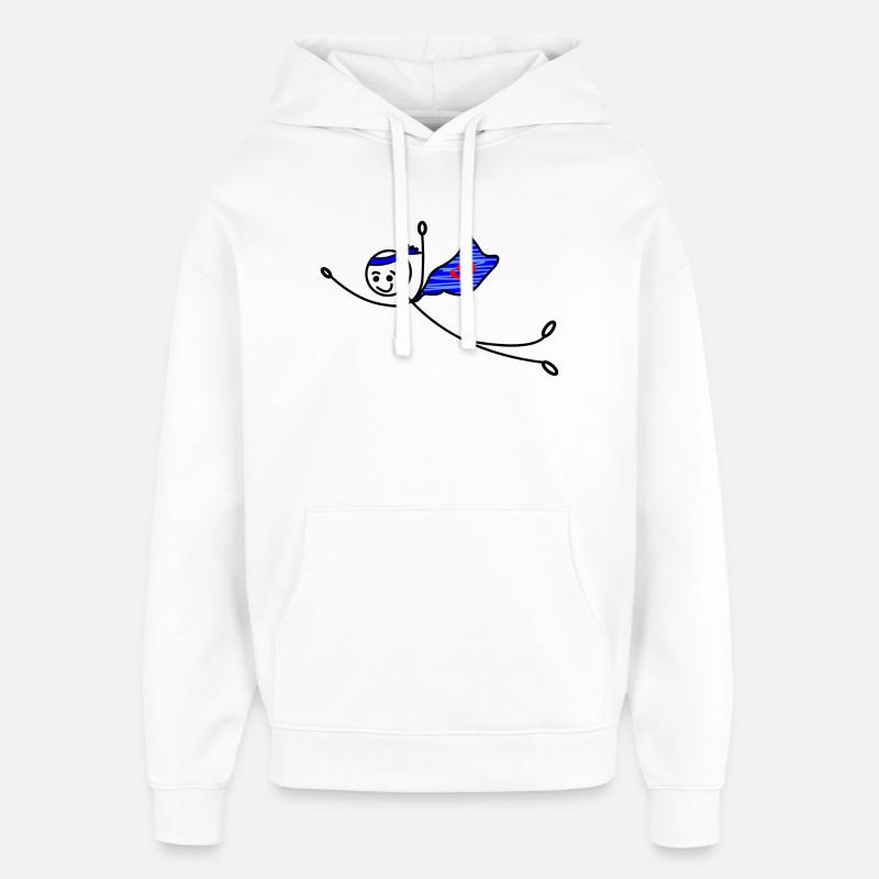 Superhelden-Strichmännchen - Oversized Unisex Hoodie von Stanley/Stella - Weiß