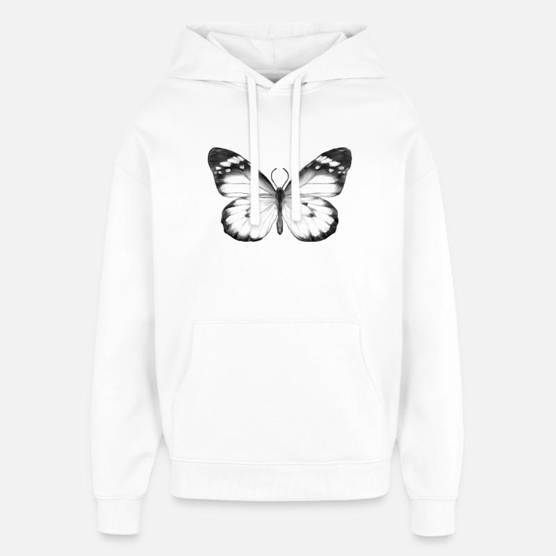 Papillon monochrome - Sweat à capuche unisexe Stanley/Stella Oversized - blanc