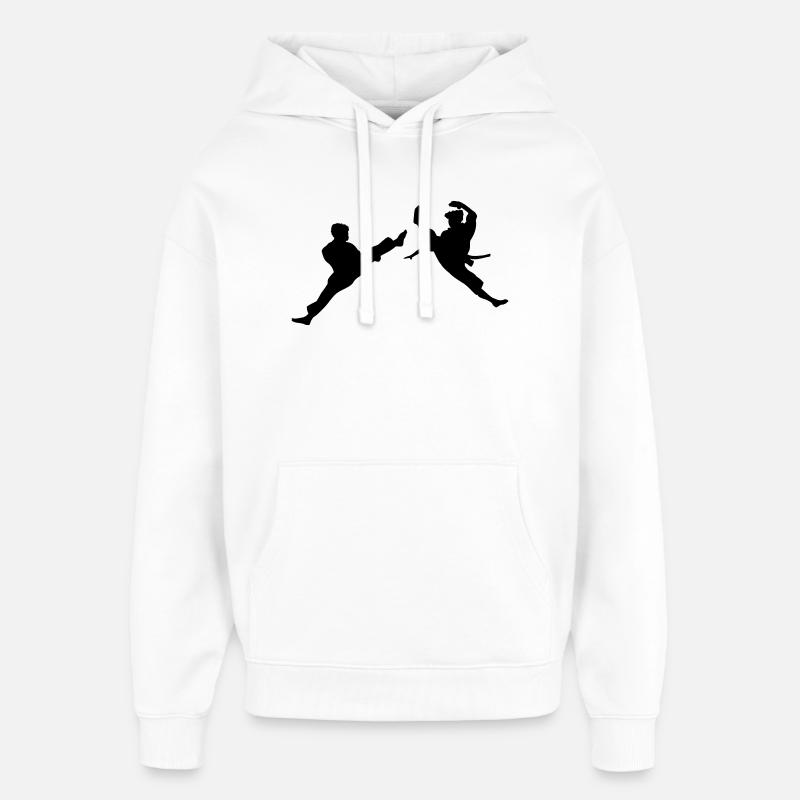 Zwei fliegende Karate-Kick oder Teakwondo-Kick - Oversized Unisex Hoodie von Stanley/Stella - Weiß