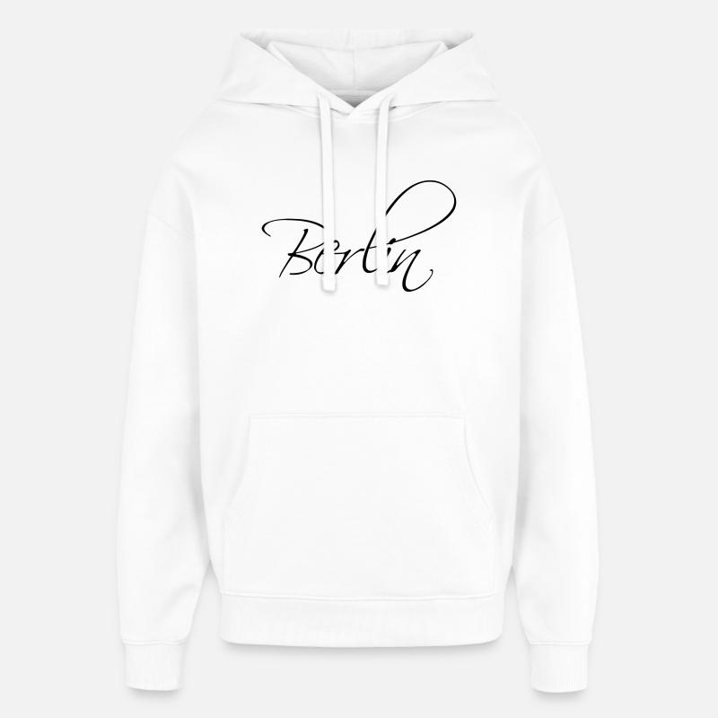 Lettrage de calligraphie de Berlin - Sweat à capuche unisexe Stanley/Stella Oversized - blanc