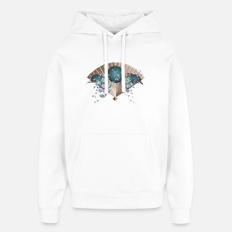 Japonais Mode Style Fleur de cerisier japonais - Sweat à capuche unisexe Stanley/Stella Oversized - blanc