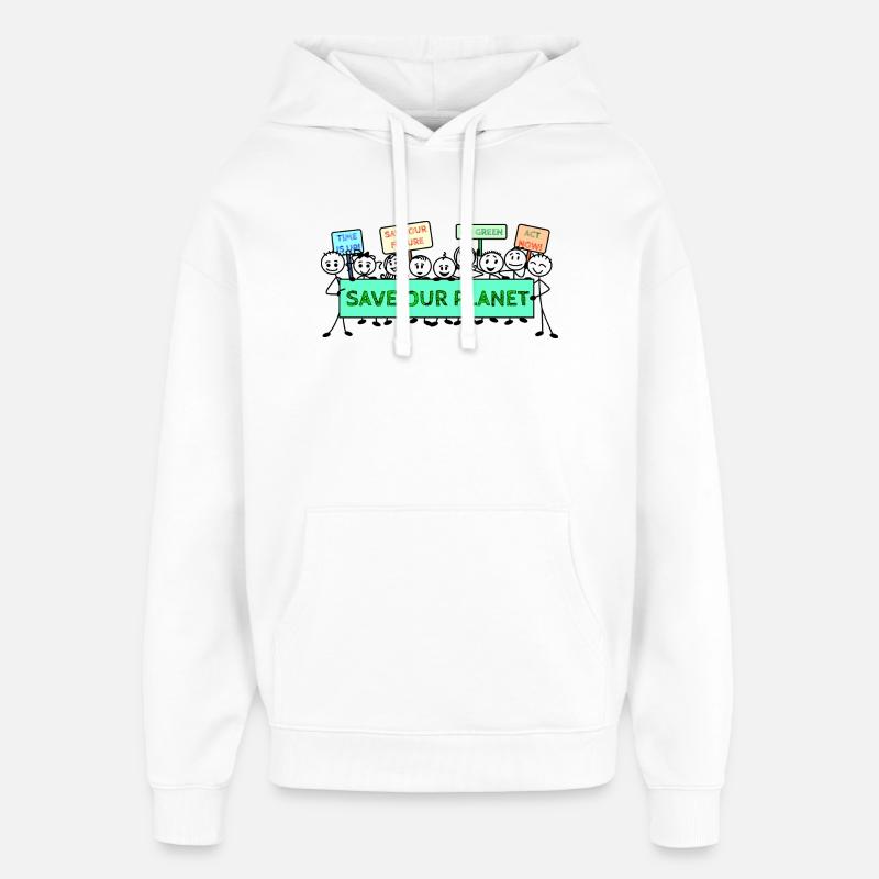 Logo de la manifestation changement climatique - Sweat à capuche unisexe Stanley/Stella Oversized - blanc
