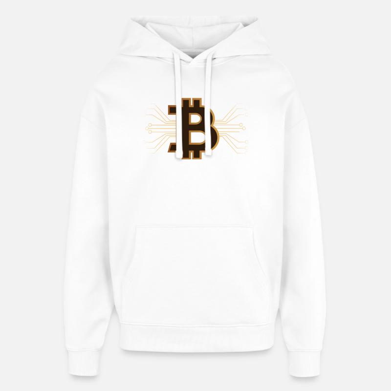 Bitcoin - Cryptomonnaie Brun/Or - Sweat à capuche unisexe Stanley/Stella Oversized - blanc