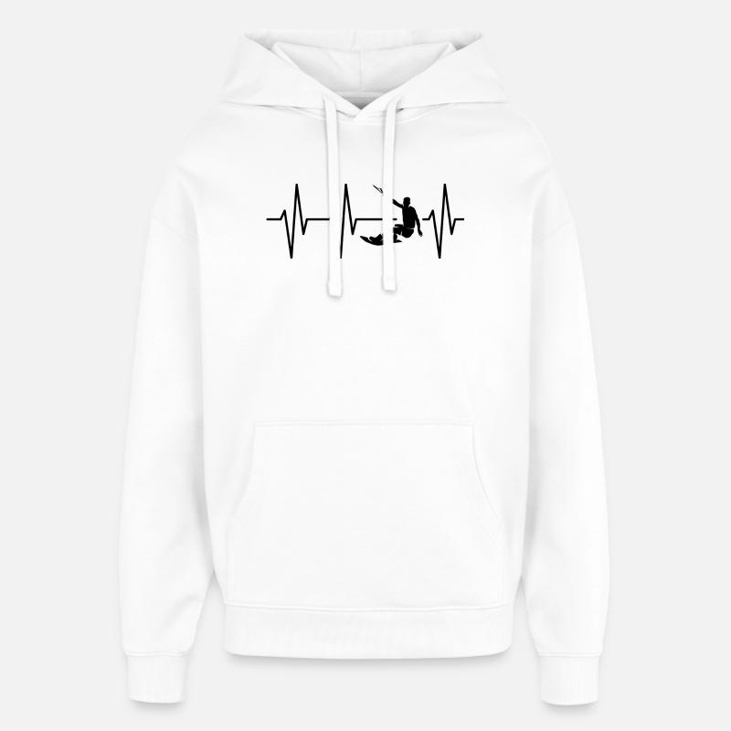 Wakeboarder Kitesurfeur Heartbeat Pulse Icon - Sweat à capuche unisexe Stanley/Stella Oversized - blanc