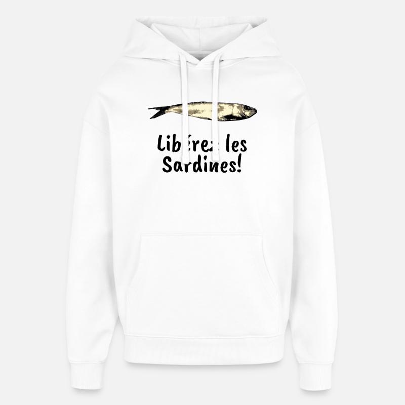 Liberez les sardines - Sweat à capuche unisexe Stanley/Stella Oversized - blanc