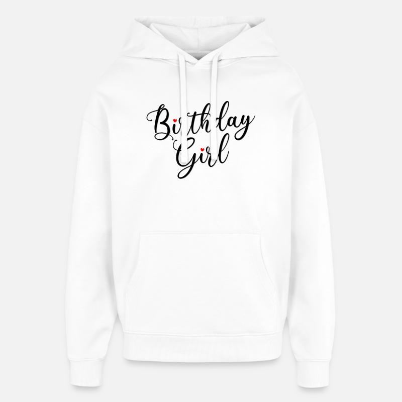 Fille d’anniversaire Script Coeurs - Sweat à capuche unisexe Stanley/Stella Oversized - blanc