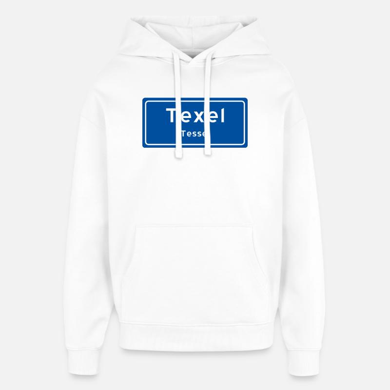 Plaque signalétique Texel - Sweat à capuche unisexe Stanley/Stella Oversized - blanc