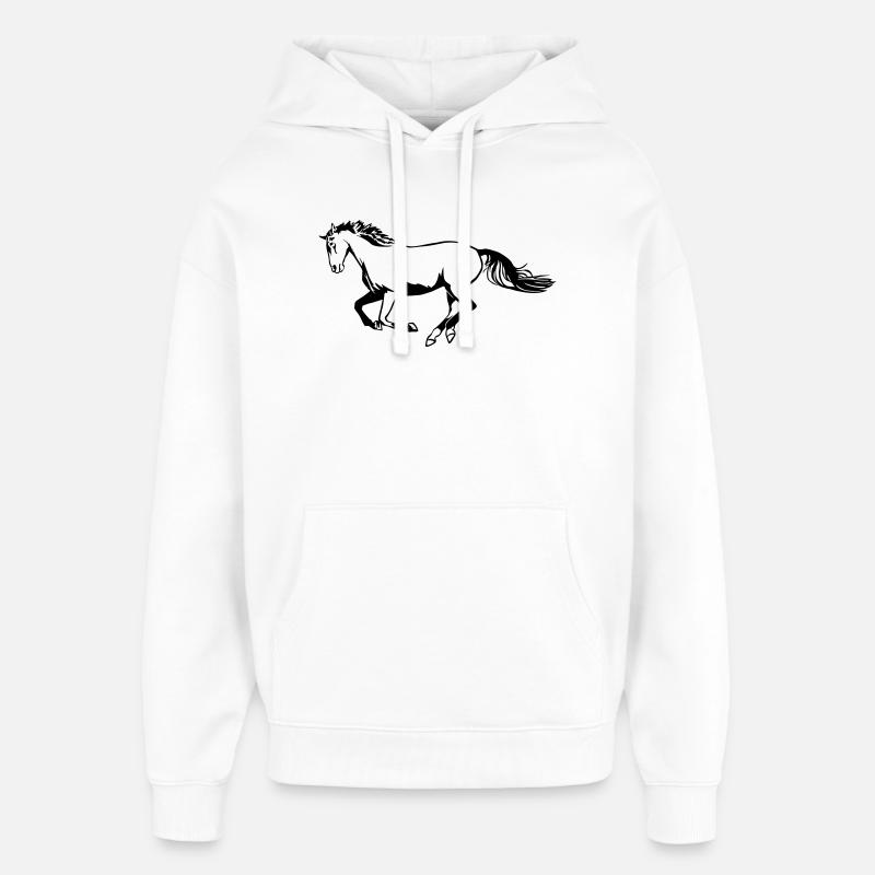 Cheval galopant - Sweat à capuche unisexe Stanley/Stella Oversized - blanc