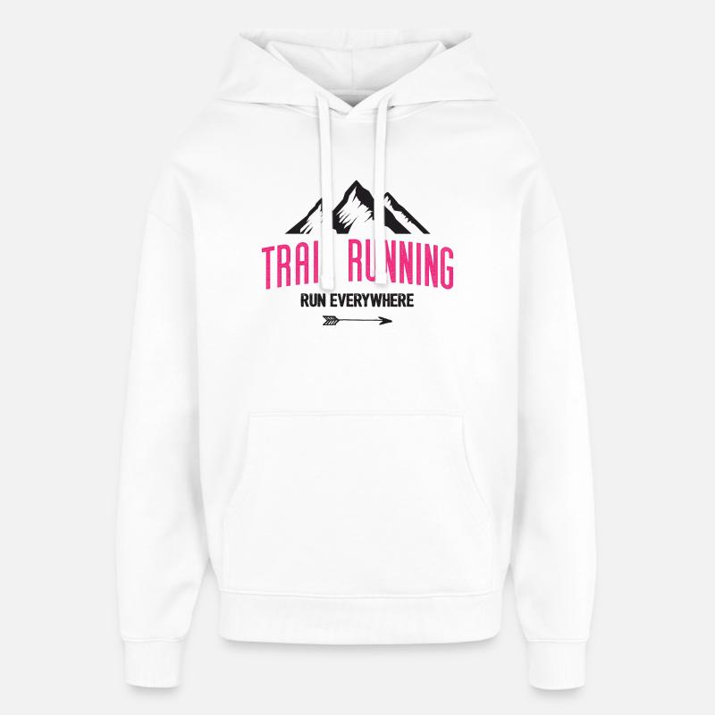 Trail Running – Courez partout - Sweat à capuche unisexe Stanley/Stella Oversized - blanc