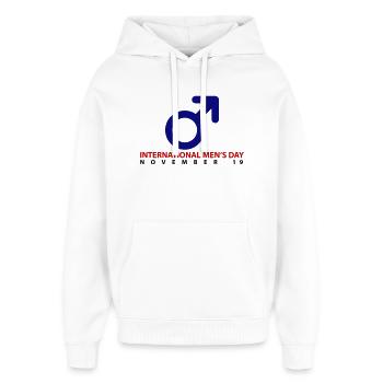 Internationaler Männertag - Oversized Unisex Hoodie von Stanley/Stella - Weiß - Vorne - AI Model Female 172 light (172cm) & AI Model Male 185 light (185cm)