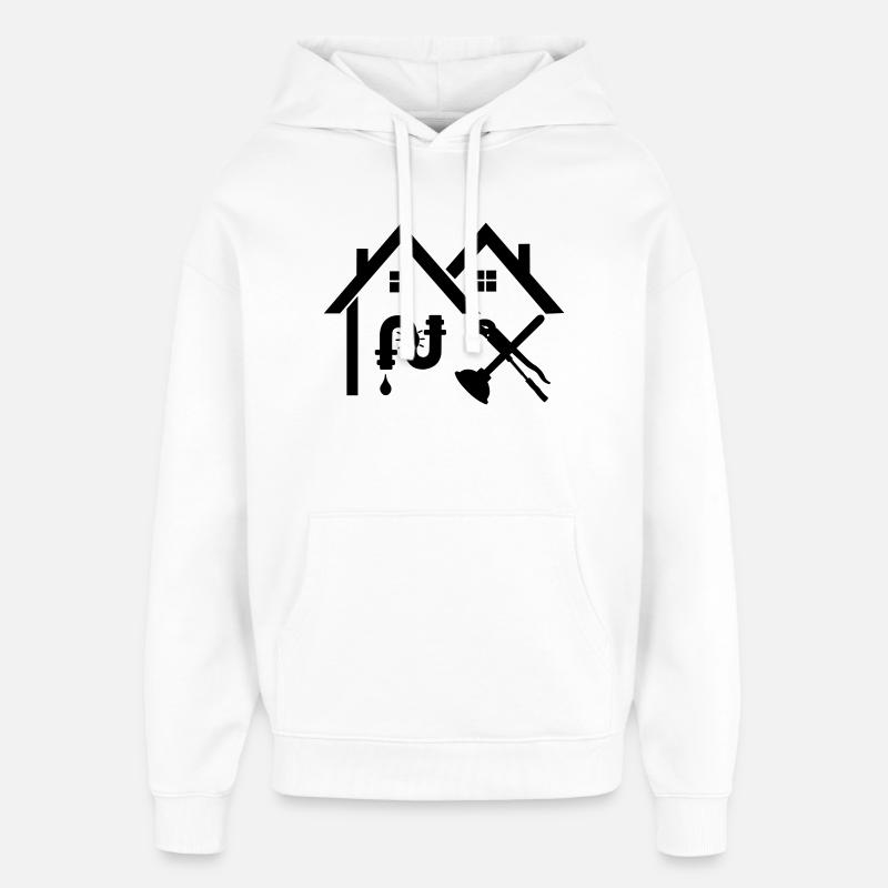 Klempnerfirma Home Leakage versteckt - Oversized Unisex Hoodie von Stanley/Stella - Weiß