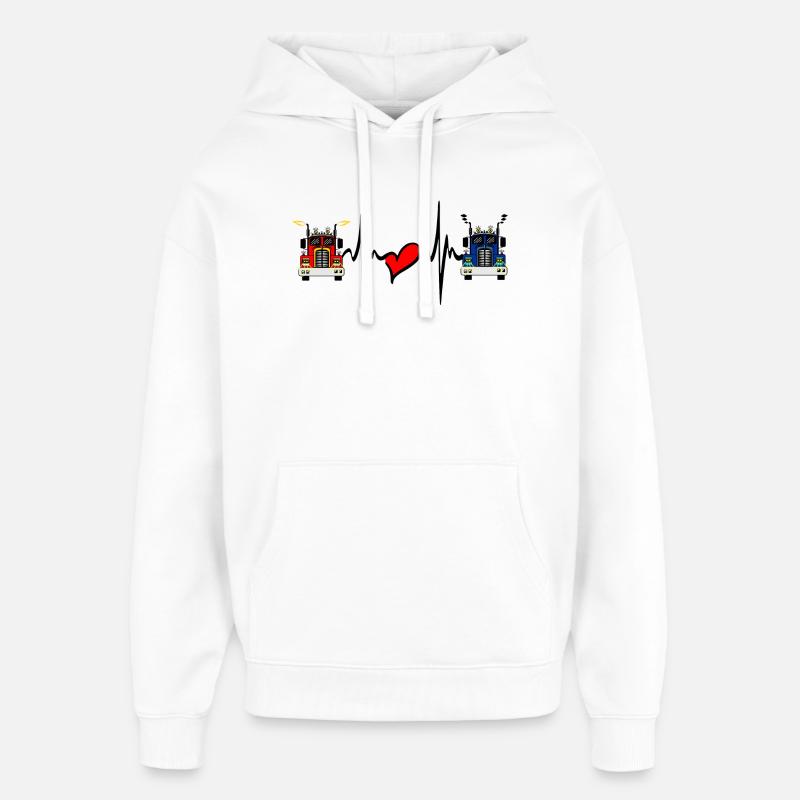 Lkw-Lkw-Herzfrequenz - Oversized Unisex Hoodie von Stanley/Stella - Weiß