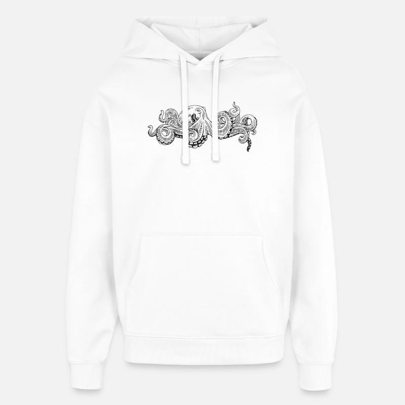 Octopus - Octopus Black Pattern - Oversized Unisex Hoodie by Stanley/Stella - white