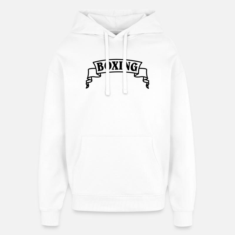 Boxen Boxtext in Wimpel oder Banner - Oversized Unisex Hoodie von Stanley/Stella - Weiß