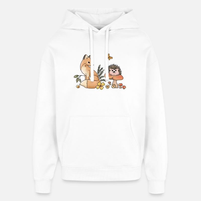 Fuchs und Igel - Oversized Unisex Hoodie von Stanley/Stella - Weiß