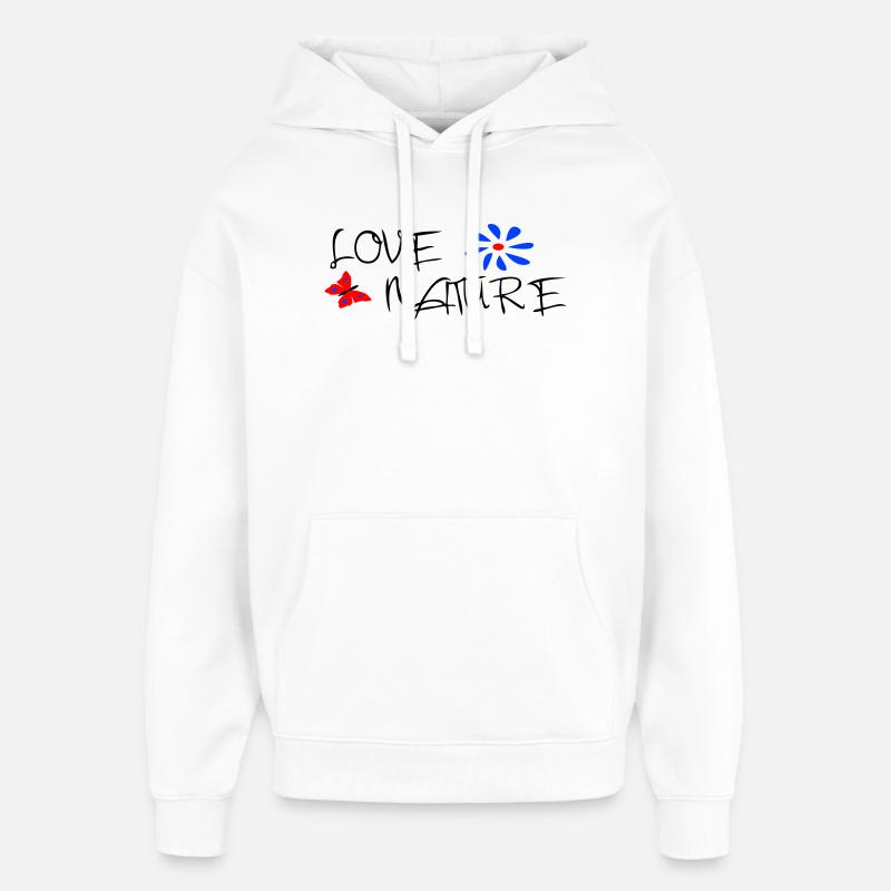 Nature, Papillon, Amour - Sweat à capuche unisexe Stanley/Stella Oversized - blanc