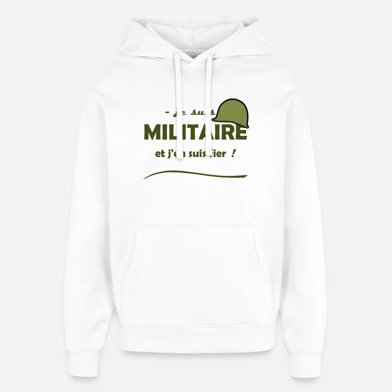 je suis militaire - Sweat à capuche unisexe Stanley/Stella Oversized - blanc