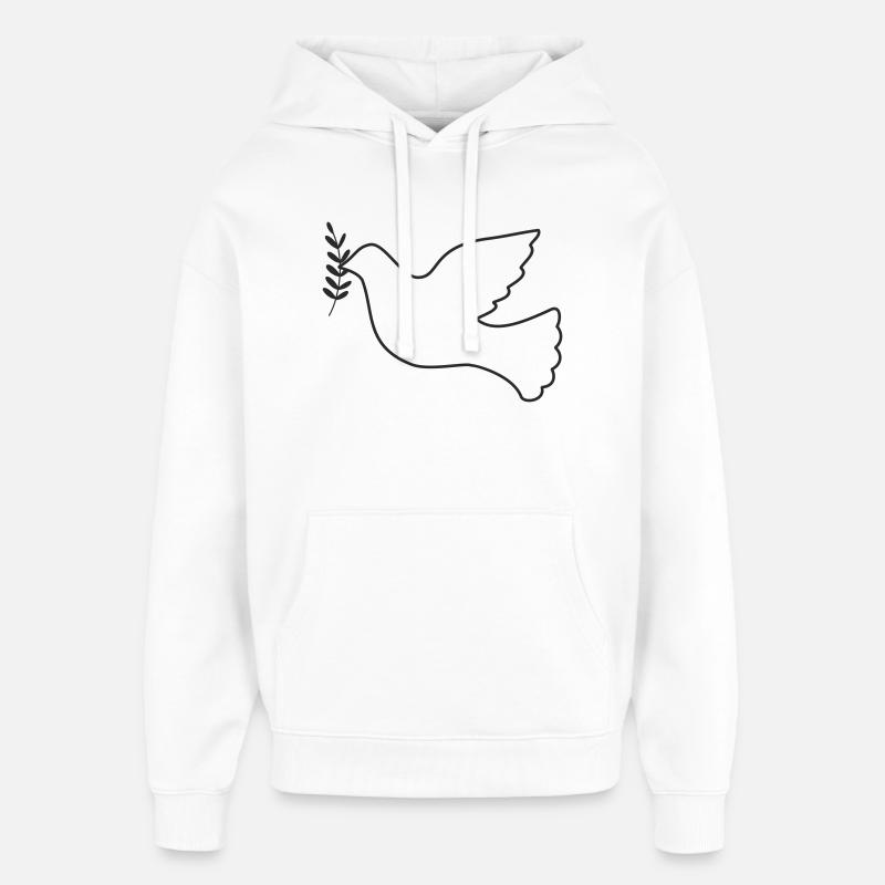 Due af fred med gren - Hættetrøje unisex Stanley/Stella Oversized - hvid