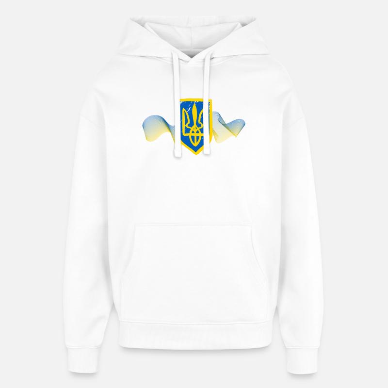 Ukrainisches Dreizack-Emblem-Design - Oversized Unisex Hoodie von Stanley/Stella - Weiß