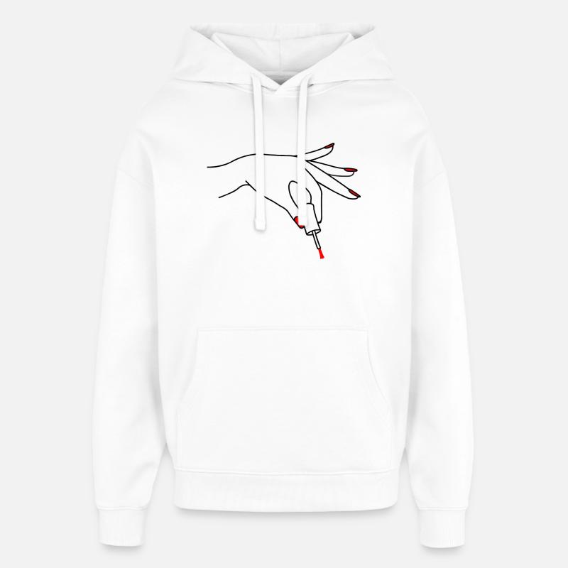 Neglelak pedicure logo 3 - Hættetrøje unisex Stanley/Stella Oversized - hvid