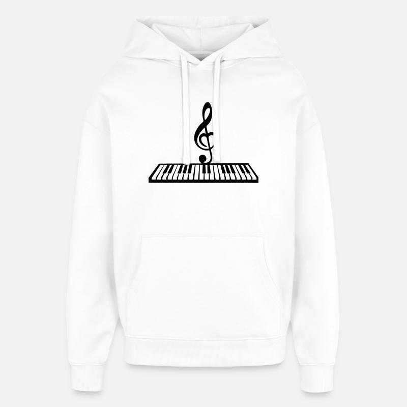 Piano avec touche de musique, clavier - Sweat à capuche unisexe Stanley/Stella Oversized - blanc