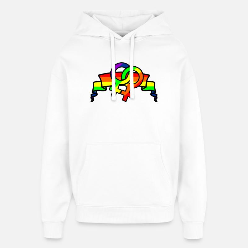 Logo de Rainbow lesbies fier - Sweat à capuche unisexe Stanley/Stella Oversized - blanc