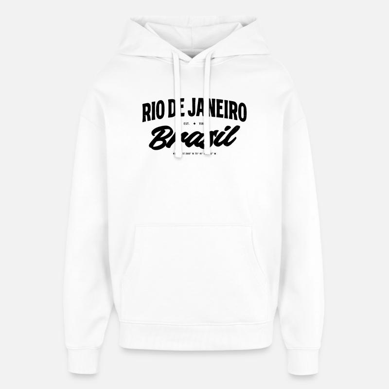 Rio de Janeiro, Brésil Script Banner - Sweat à capuche unisexe Stanley/Stella Oversized - blanc