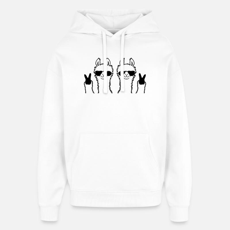 Freunde Team Lama Peace - Oversized Unisex Hoodie von Stanley/Stella - Weiß
