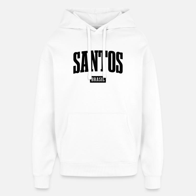 Lettrage en gras Santos Brasil - Sweat à capuche unisexe Stanley/Stella Oversized - blanc