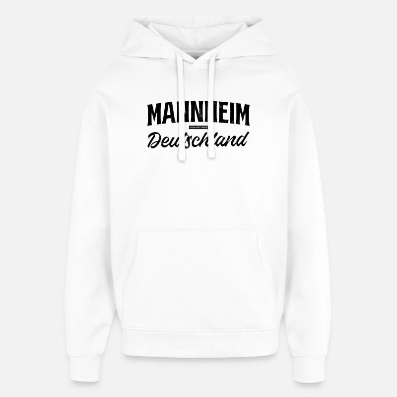 Lettrage de Mannheim, Bade-Wurtemberg, Allemagne - Sweat à capuche unisexe Stanley/Stella Oversized - blanc