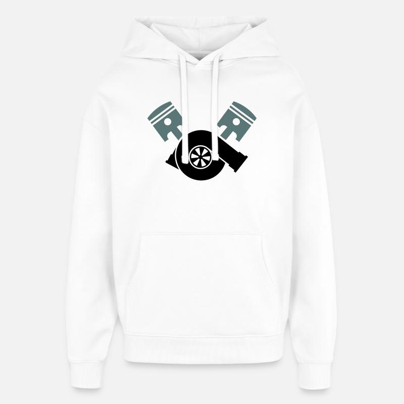 Turbocompresseur à piston moteur - Sweat à capuche unisexe Stanley/Stella Oversized - blanc