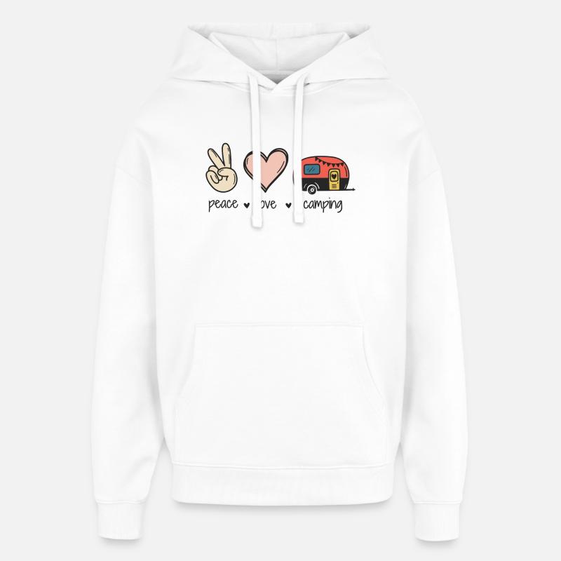 Paix Amour Camping - Sweat à capuche unisexe Stanley/Stella Oversized - blanc