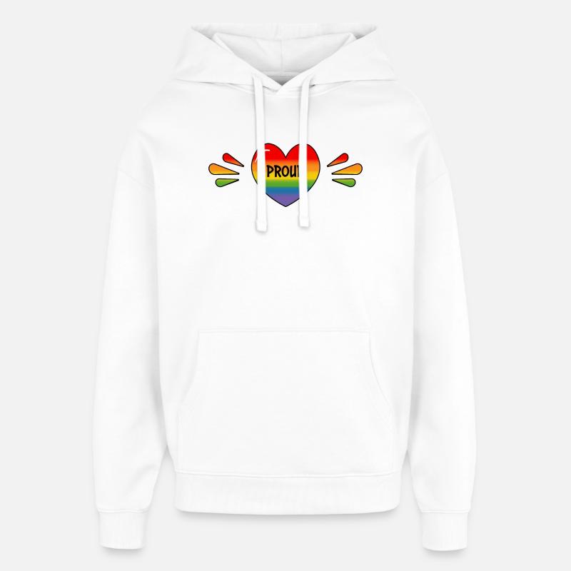 Rainbow LGBT Proud Heart - Oversized Unisex Hoodie by Stanley/Stella - white
