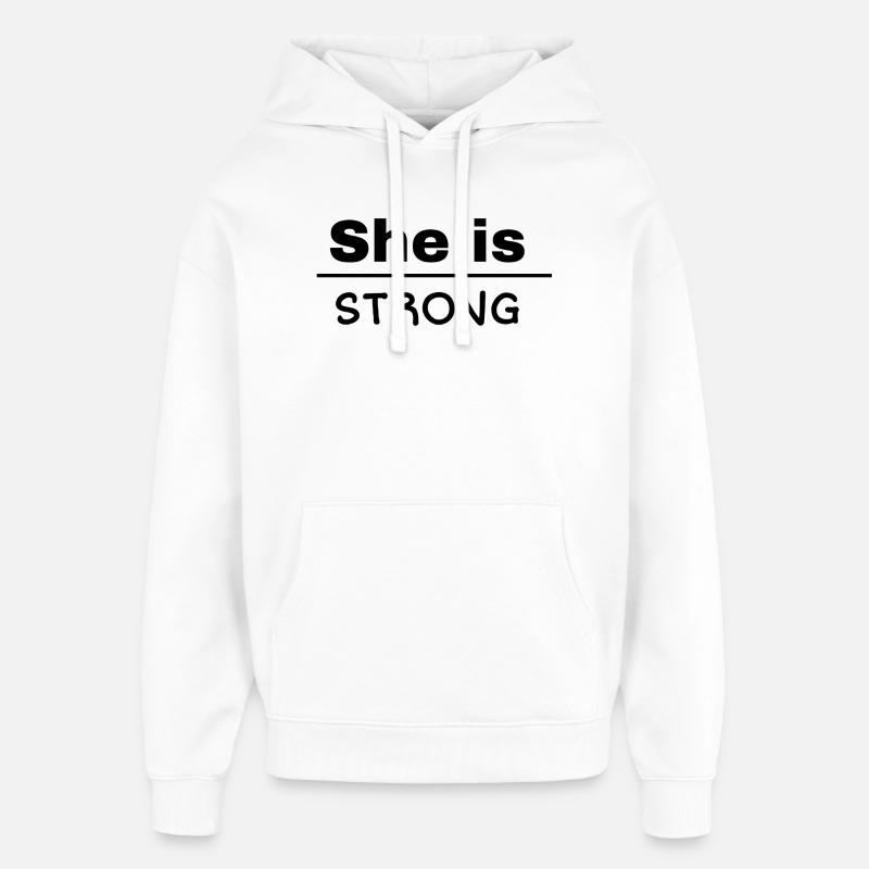 Elle est forte - Sweat à capuche unisexe Stanley/Stella Oversized - blanc