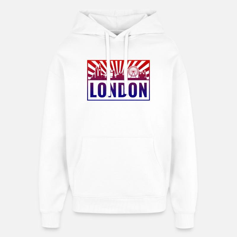Silhouette de London Gradient - Sweat à capuche unisexe Stanley/Stella Oversized - blanc