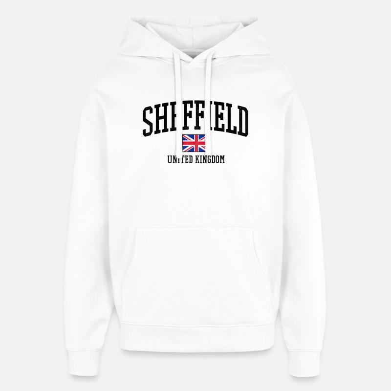 Sheffield, Royaume-Uni, drapeau vieilli - Sweat à capuche unisexe Stanley/Stella Oversized - blanc