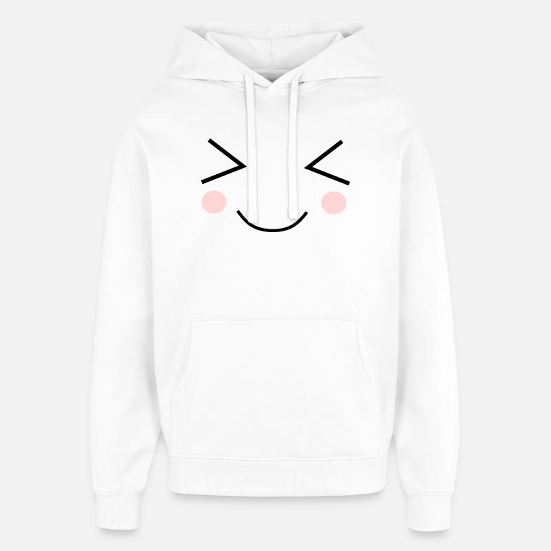 Visage Kawaii Drôle - Sweat à capuche unisexe Stanley/Stella Oversized - blanc