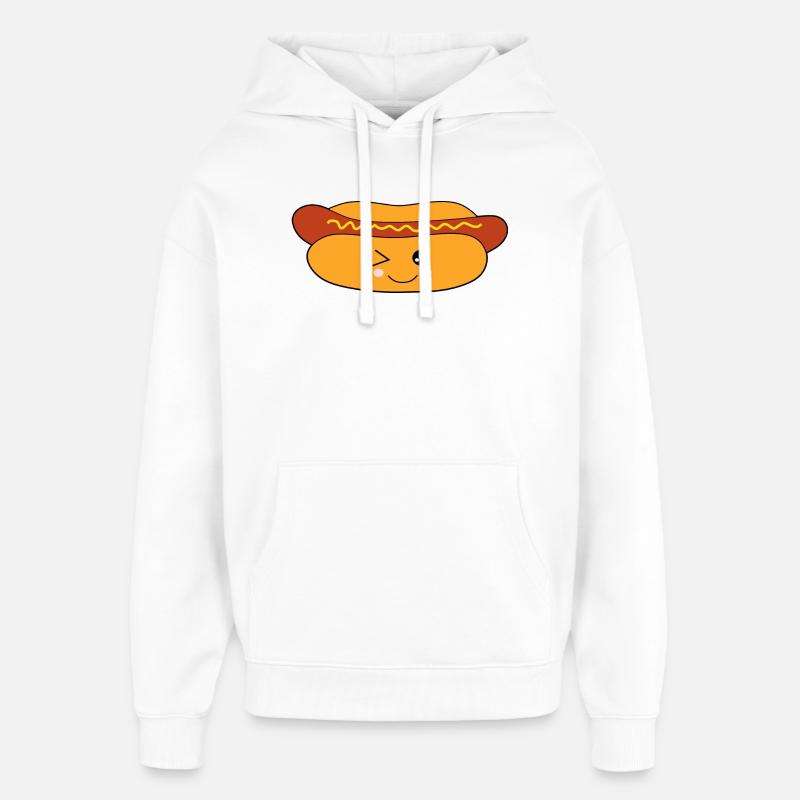 Kawaii, Hot-dog, Saucisse, Saucisse, Boucher - Sweat à capuche unisexe Stanley/Stella Oversized - blanc
