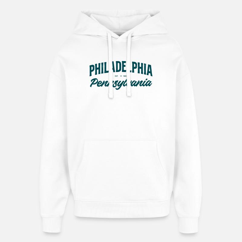 Philadelphia Script Pennsylvanie - Sweat à capuche unisexe Stanley/Stella Oversized - blanc